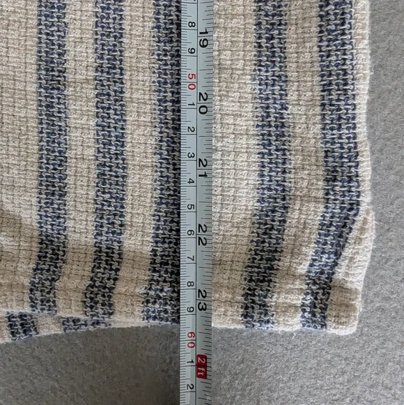 Vintage Summer Blue & White Textured Striped Short Sleeve Button Down Shirt Sz M - Picture 9 of 11